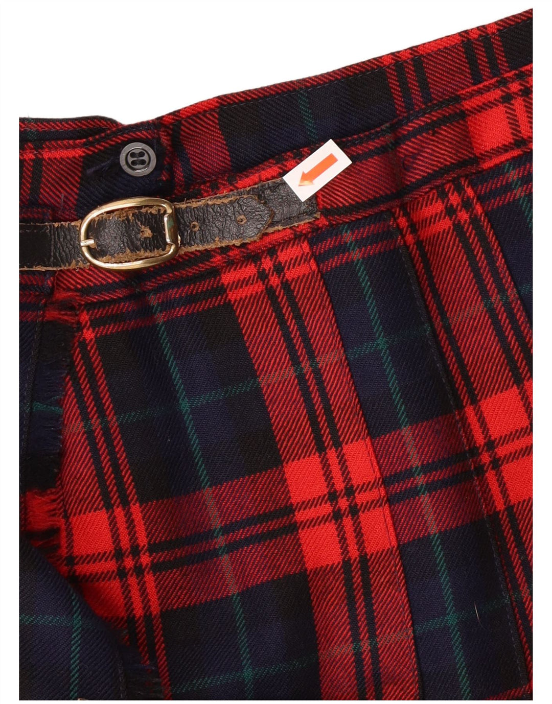 Vintage Womens Knife Pleated Skirt IT 42 Medium W28 Red Check Virgin Wool