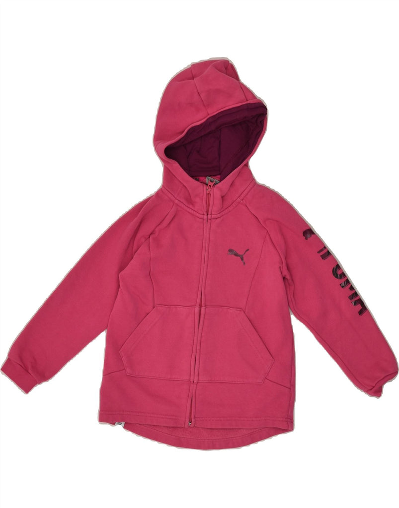 PUMA Girls Graphic Zip Hoodie Sweater 5-6 Years Pink Cotton | Vintage Puma | Thrift | Second-Hand Puma | Used Clothing | Messina Hembry 