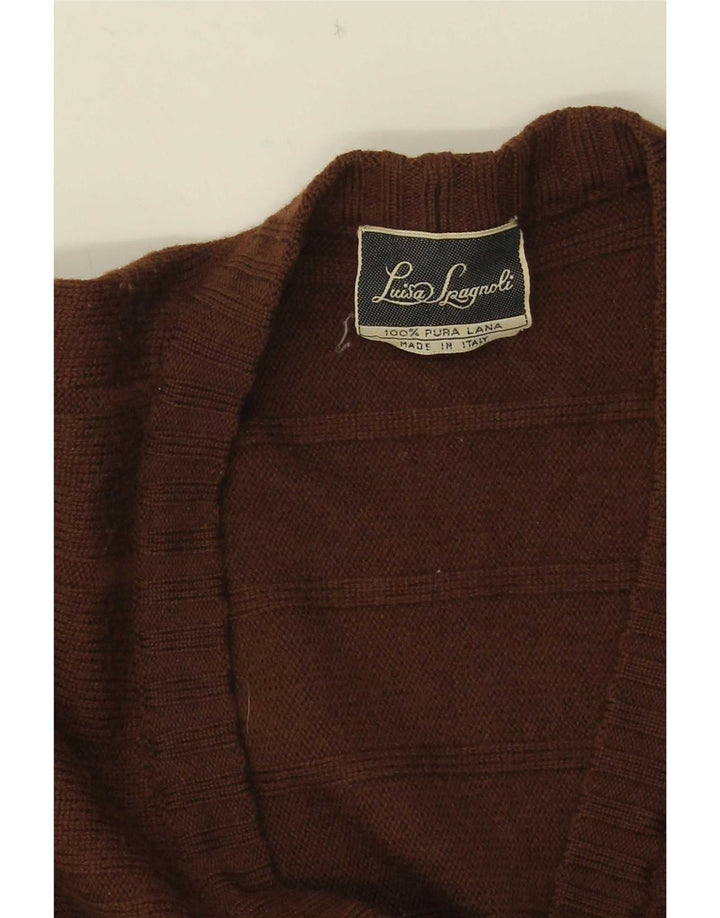 Luisa Spagnoli Womens Cardigan Sweater UK 14 Medium Brown Striped Wool
