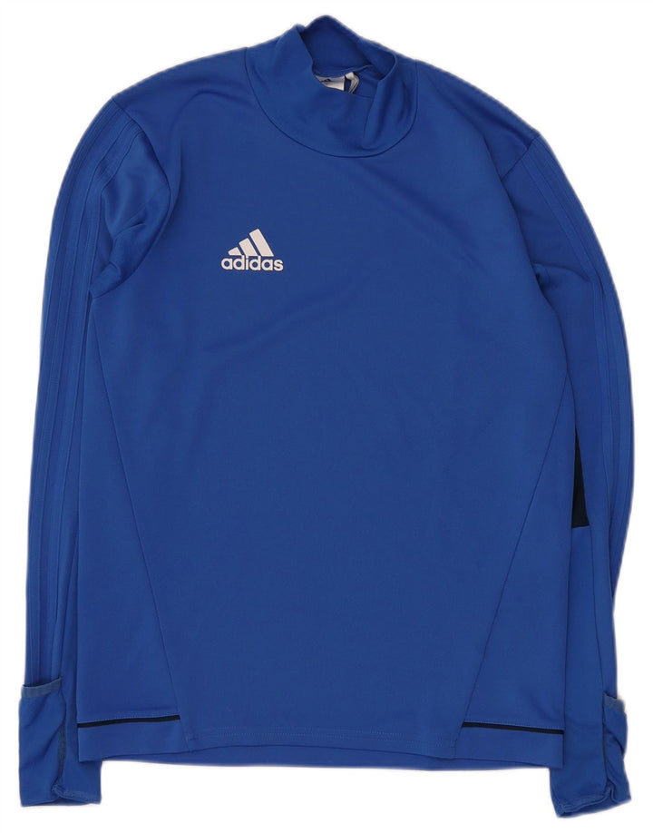 ADIDAS Mens Top Long Sleeve Small Blue Polyester