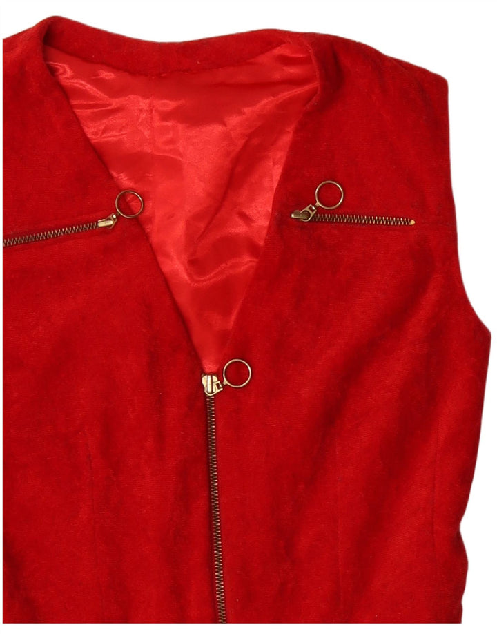 VINTAGE Womens Waistcoat UK 14 Medium Red