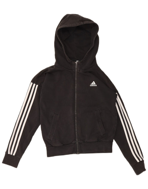 Adidas Womens Oversized Zip Hoodie Sweater UK 4/6 XS Black Cotton