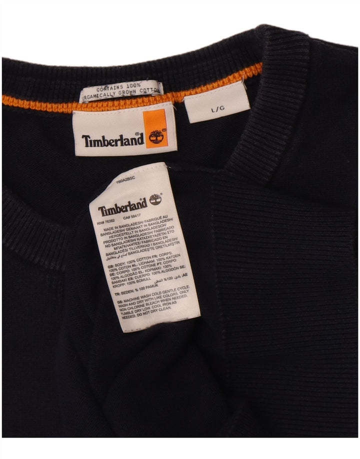 Timberland Mens Crew Neck Jumper Sweater Large Navy Blue Cotton