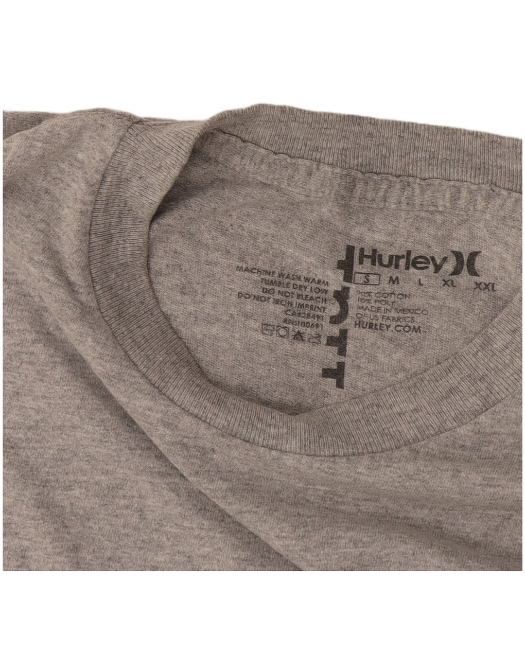 Hurley Mens T-Shirt Top Small Grey Flecked Cotton