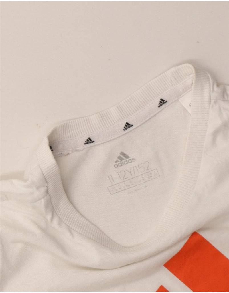 ADIDAS Boys Graphic T-Shirt Top 11-12 Years White Vintage Adidas and Second-Hand Adidas from Messina Hembry 