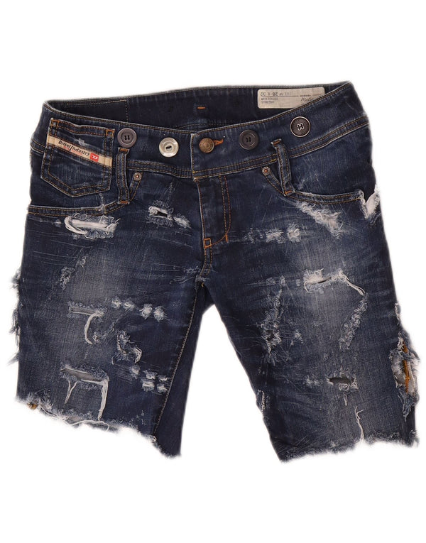 Diesel Womens Matic Skinny Slim Denim Shorts W28 Medium Navy Blue Cotton