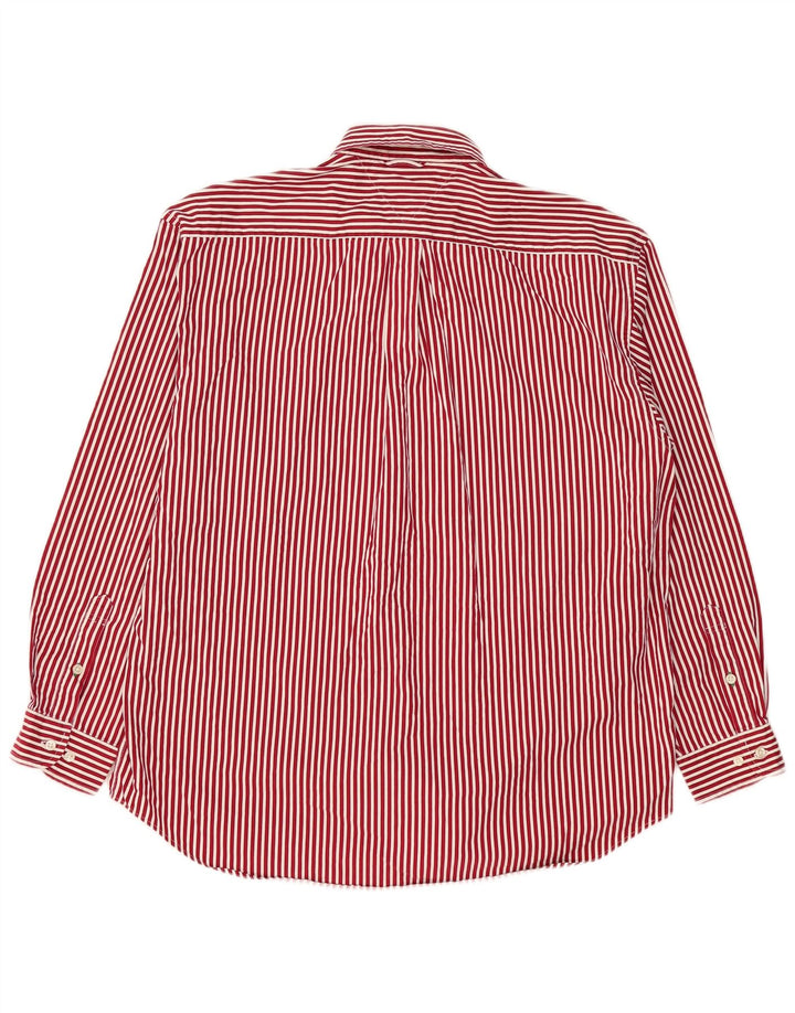 TOMMY HILFIGER Mens Shirt Large Red Pinstripe Cotton