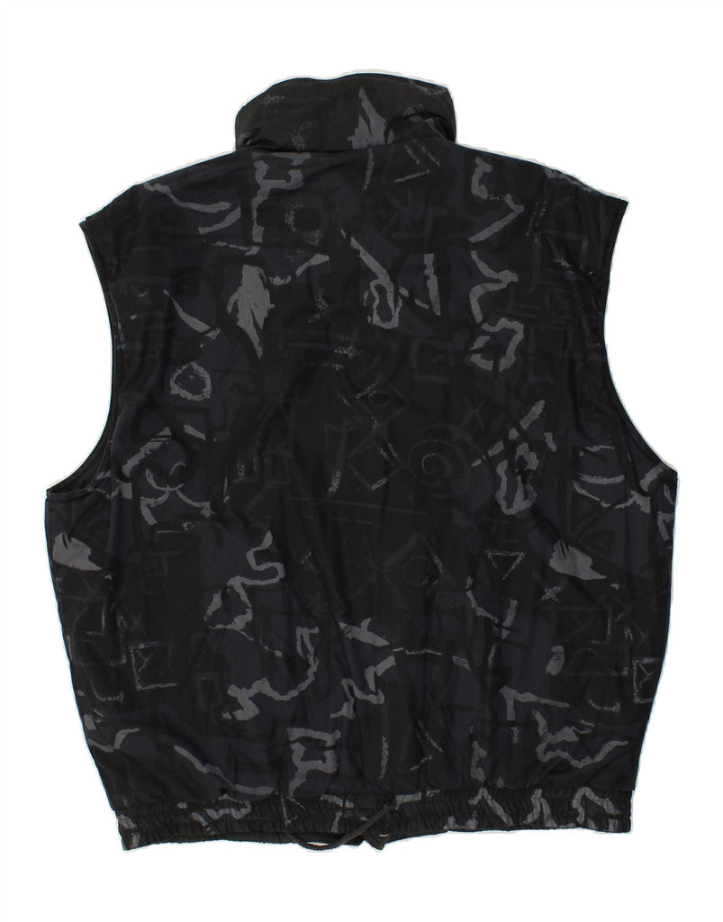 MARCEL CLAIR Mens Graphic Reversible Gilet UK 42 XL Black Polyester | Vintage Marcel Clair | Thrift | Second-Hand Marcel Clair | Used Clothing | Messina Hembry 