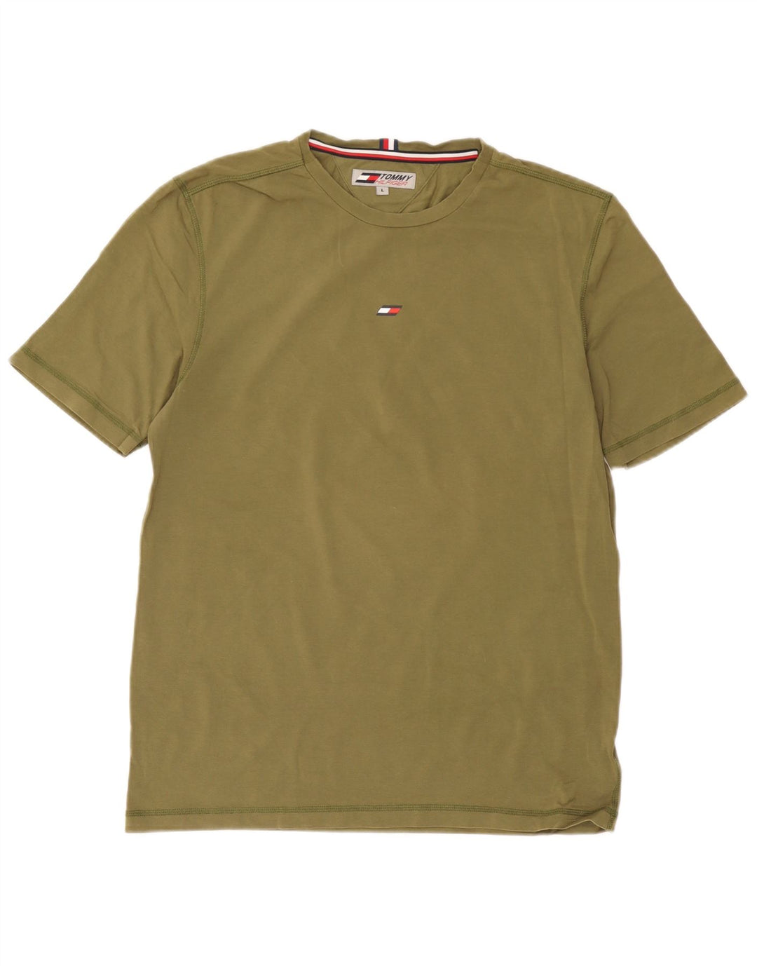 Tommy Hilfiger Mens T-Shirt Top Large Khaki Cotton