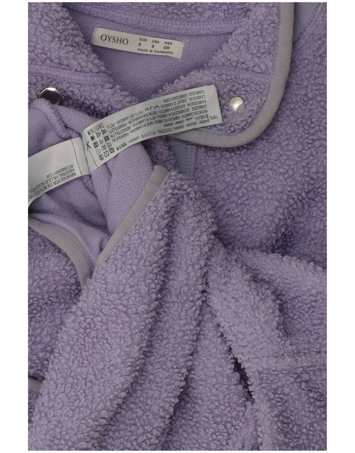 OYSHO Womens Oversized Button Neck Fleece Jumper UK 10 Small Purple