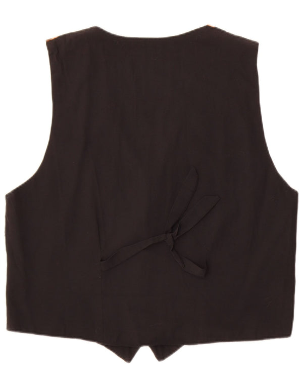 Vintage Womens Waistcoat UK 18 XL Black Floral