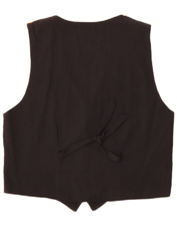 Vintage Womens Waistcoat UK 18 XL Black Floral