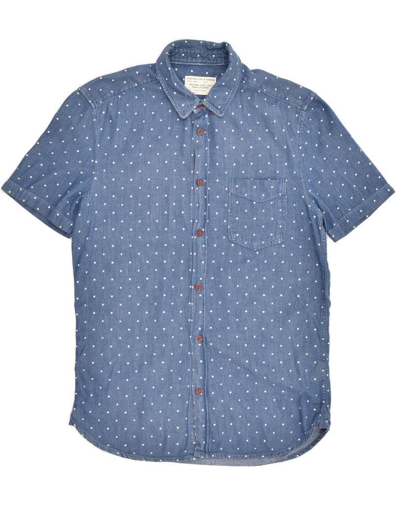 JACK & JONES Mens Short Sleeve Shirt Large Blue Polka Dot Cotton | Vintage Jack & Jones | Thrift | Second-Hand Jack & Jones | Used Clothing | Messina Hembry 