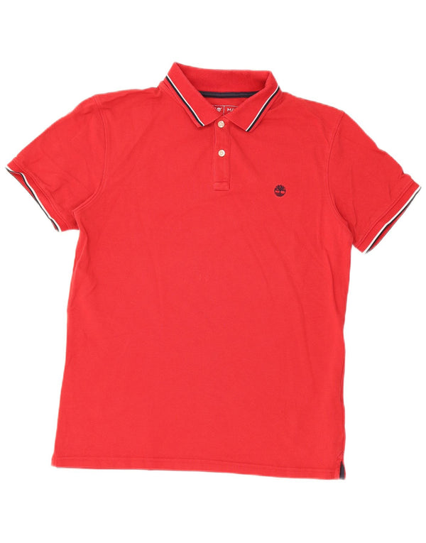 Timberland Mens Slim Fit Polo Shirt Medium Red Cotton