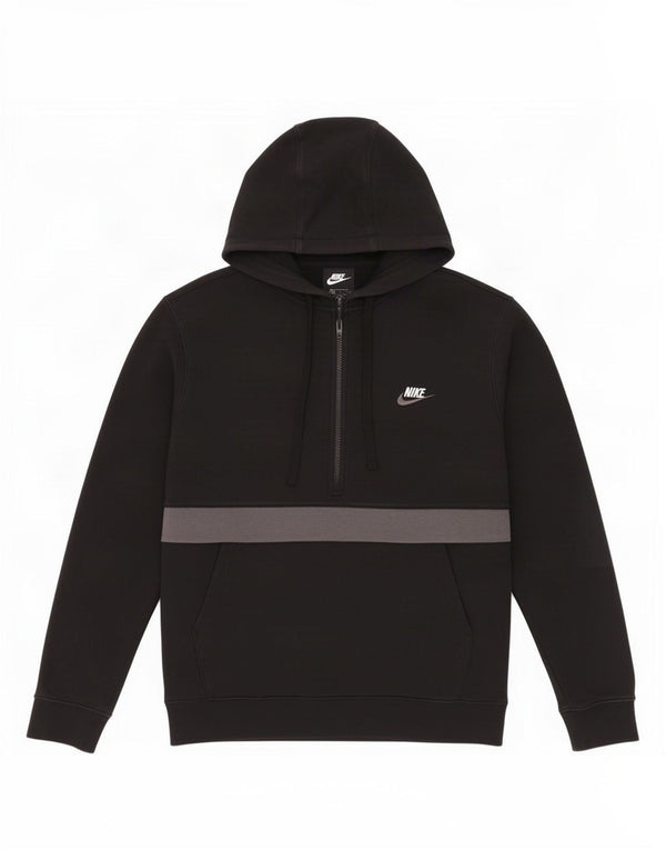 Nike Mens Zip Neck Hoodie Jumper Large Black Colourblock Cotton