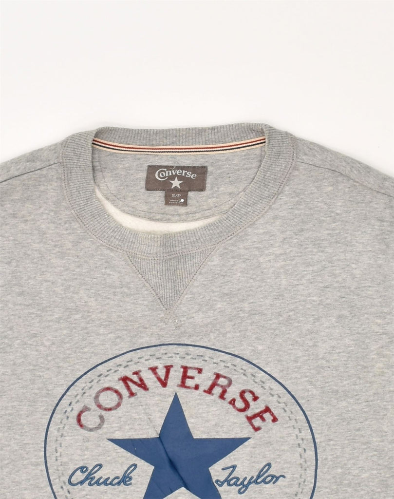 CONVERSE Mens Graphic Sweatshirt Jumper Small Grey Cotton | Vintage Converse | Thrift | Second-Hand Converse | Used Clothing | Messina Hembry 