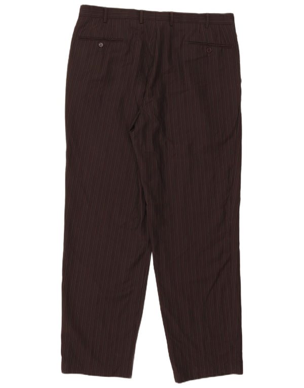 Pierre Cardin Mens Straight Suit Trousers IT 54 2XL W36 L31 Brown Pinstripe