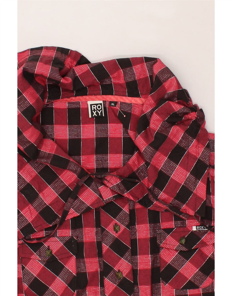 ROXY Womens Pullover Shirt UK 18 XL Red Check Cotton Vintage Roxy and Second-Hand Roxy from Messina Hembry 