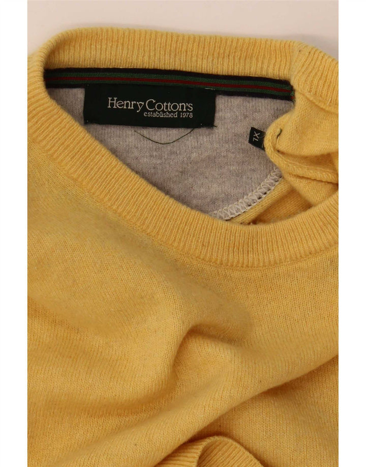 Henry Cottons Mens Crew Neck Jumper Sweater XL Yellow
