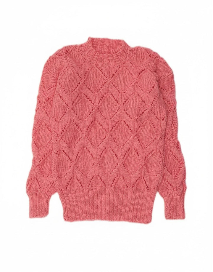 Vintage Womens Turtle Neck Jumper Sweater UK 10 Small Pink