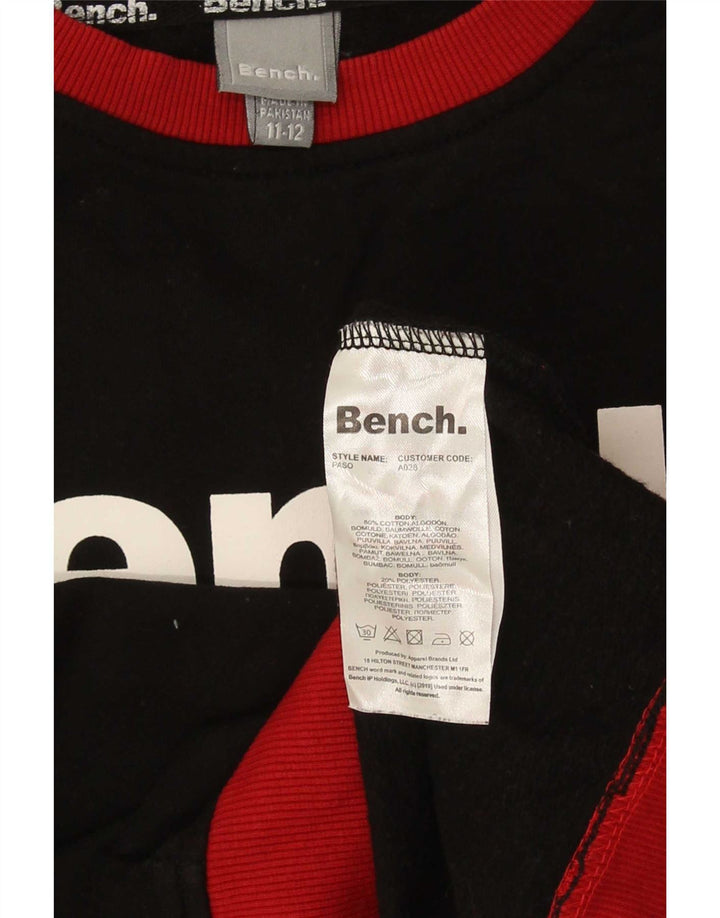 Bench Boys Graphic Sweatshirt Jumper 11-12 Years Black Cotton