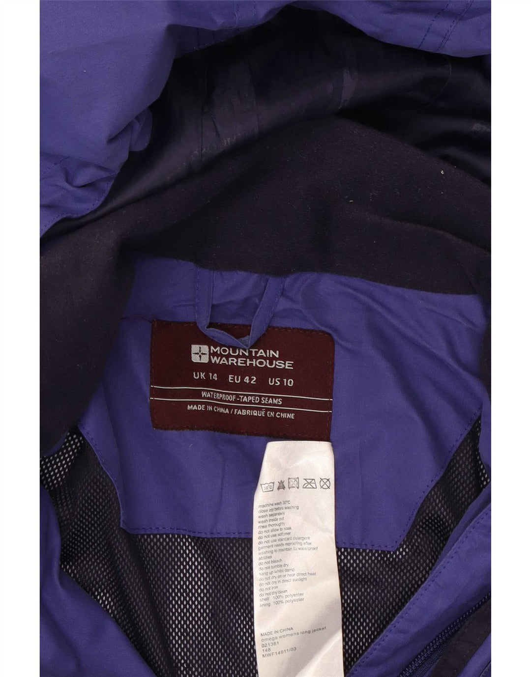 Mountain Warehouse Womens Hooded Raincoat UK 14 Large Purple Polyester