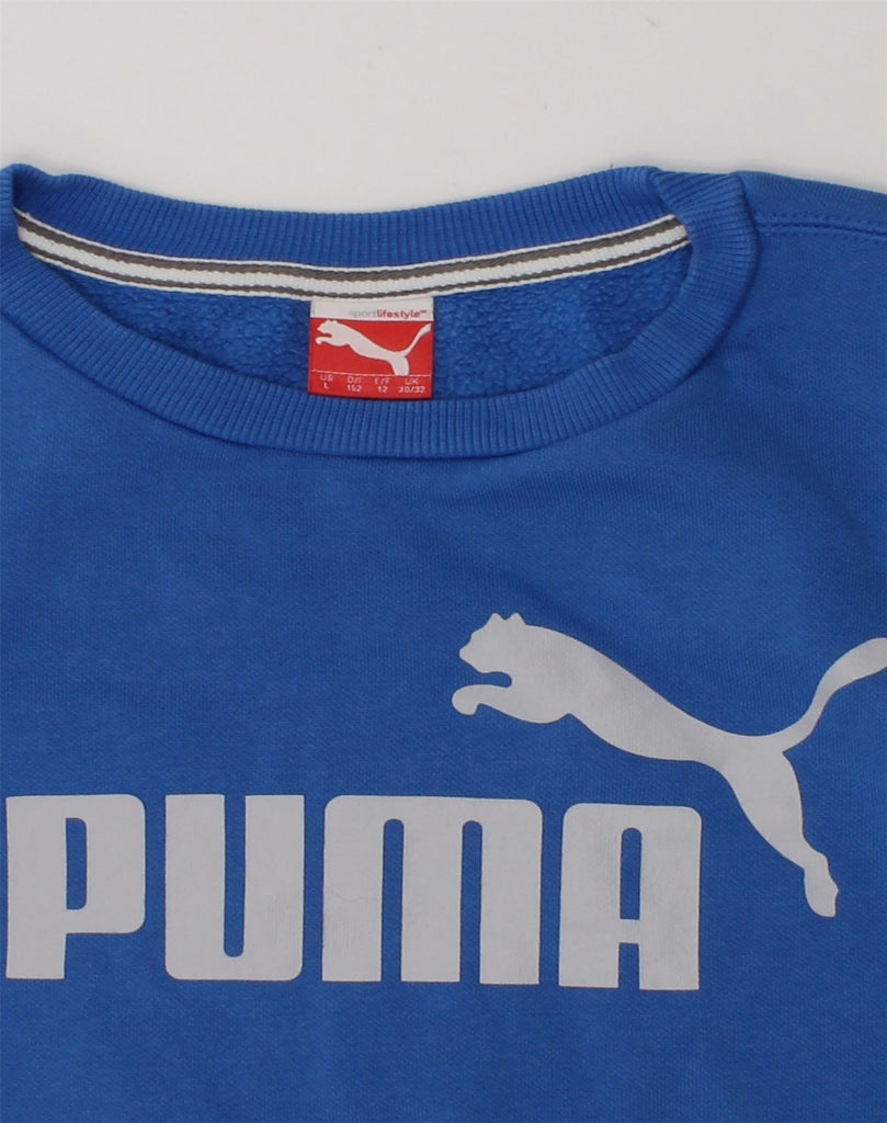 PUMA Boys Graphic Sweatshirt Jumper 11-12 Years Blue | Vintage Puma | Thrift | Second-Hand Puma | Used Clothing | Messina Hembry 