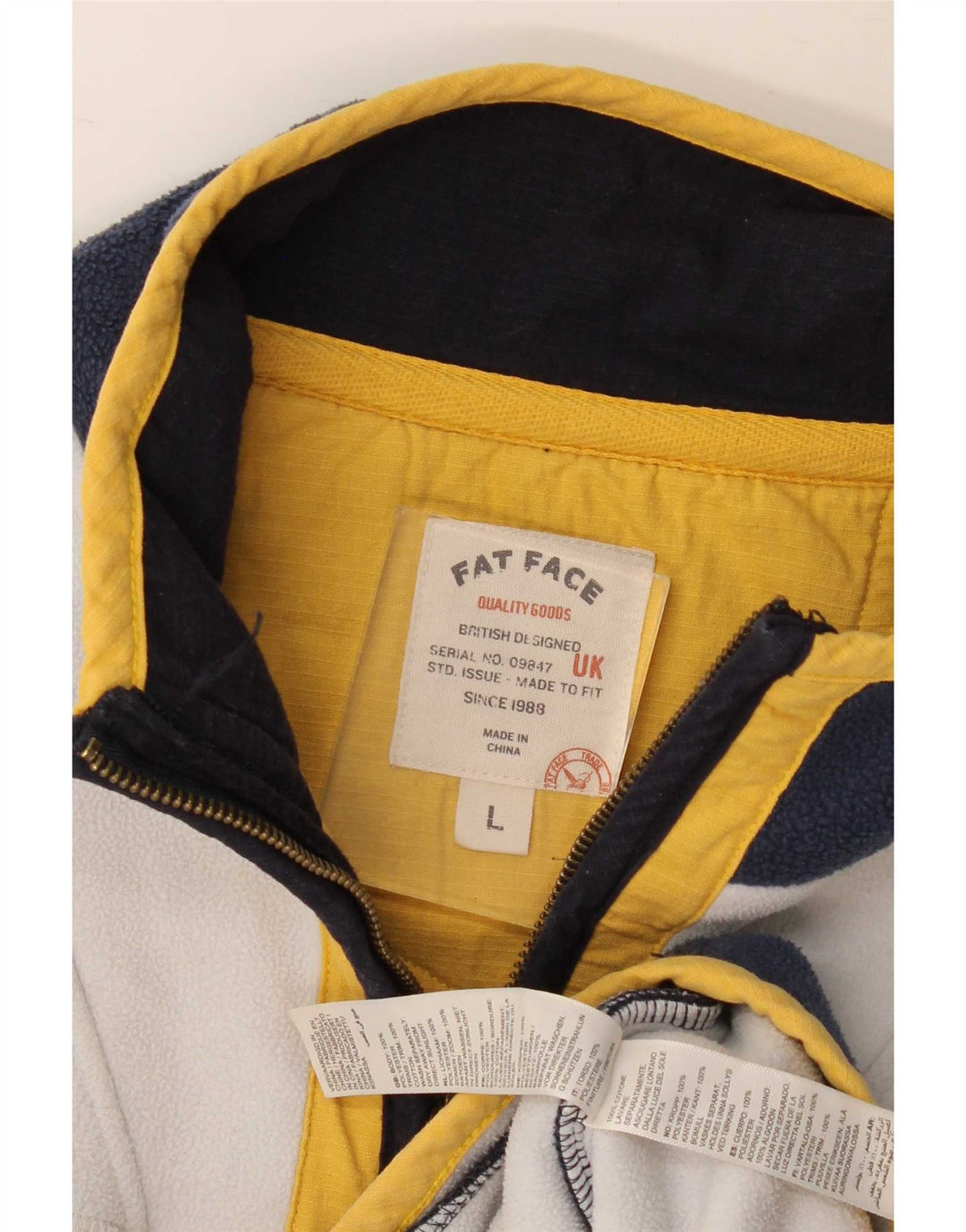 Fat Face Mens Fleece Jacket UK 40 Large Navy Blue Colourblock Polyester