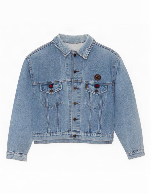 Vintage Womens Oversized Denim Jacket UK 14 Medium Blue Cotton