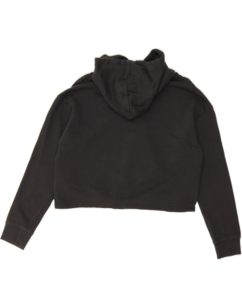 PUMA Womens Oversized Crop Hoodie Jumper UK 6 XS Black Cotton Vintage Puma and Second-Hand Puma from Messina Hembry 