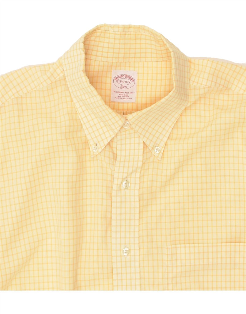 BROOKS BROTHERS Mens Shirt Size 17 1/2 XL Yellow Check Cotton | Vintage Brooks Brothers | Thrift | Second-Hand Brooks Brothers | Used Clothing | Messina Hembry 