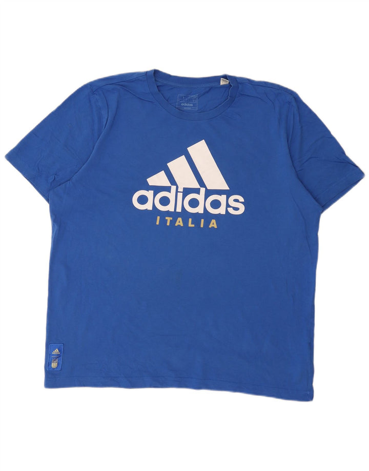 ADIDAS Mens Regular Fit Graphic T-Shirt Top Large Blue Cotton