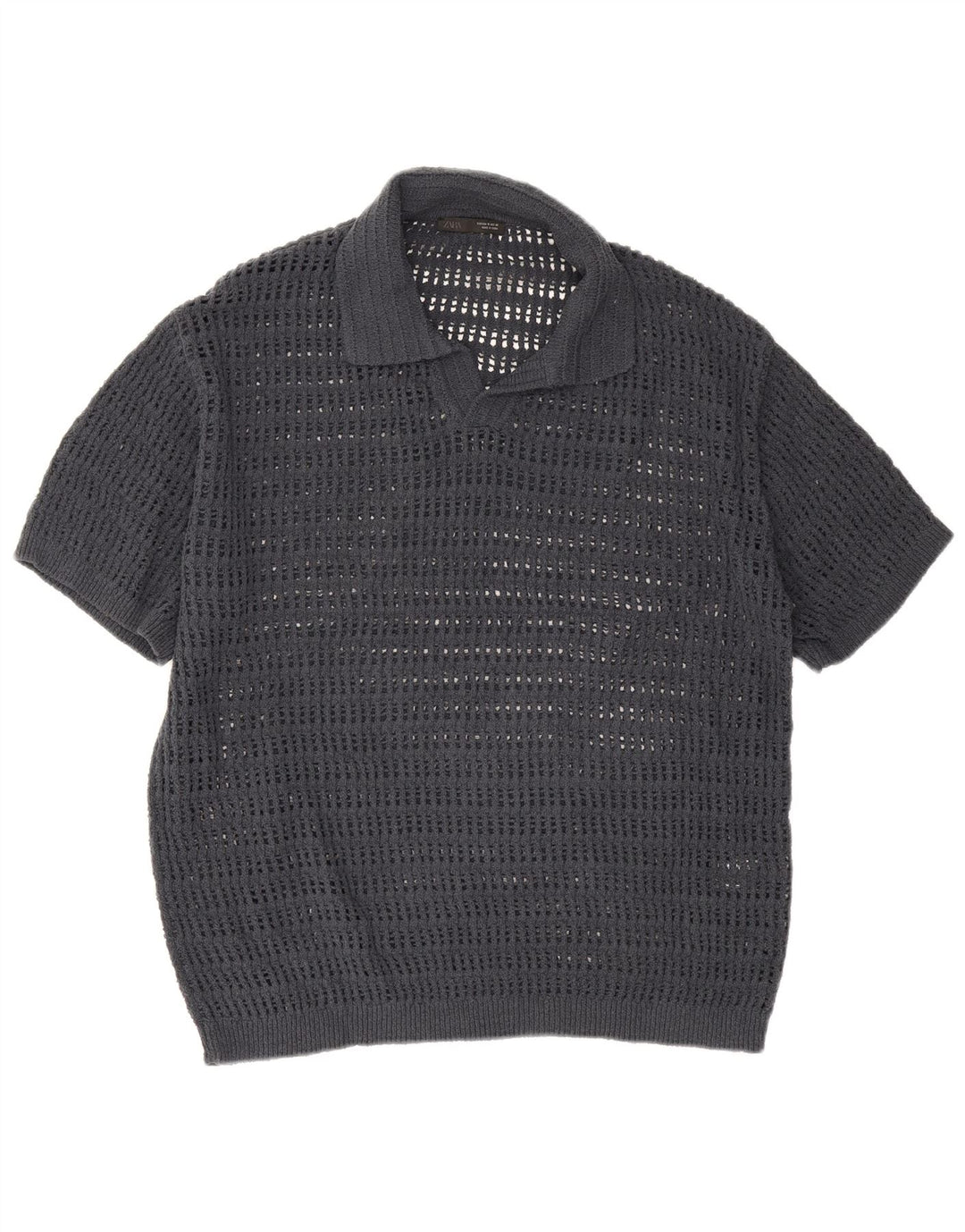 Zara Mens Polo Shirt Medium Grey Cotton