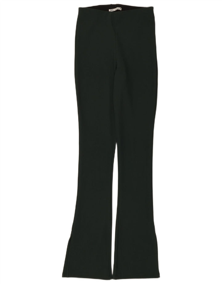 Zara Womens Flare Leggings UK 8 Small  Green