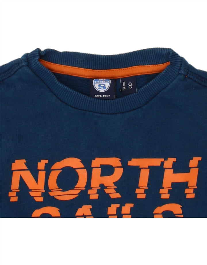 NORTH SAILS Boys Graphic Sweatshirt Jumper 7-8 Years Navy Blue Cotton Vintage North Sails and Second-Hand North Sails from Messina Hembry 