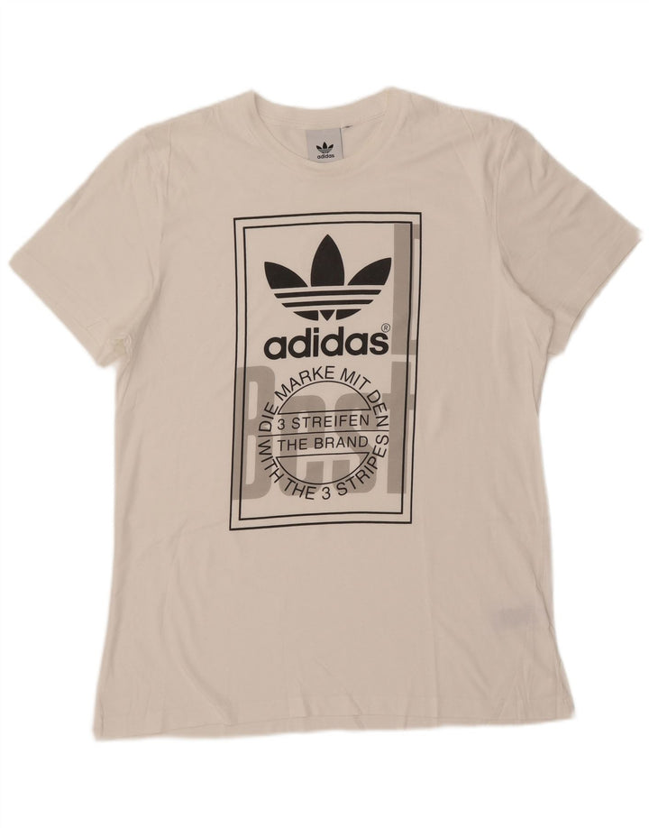 Adidas Mens Graphic T-Shirt Top Large White Cotton