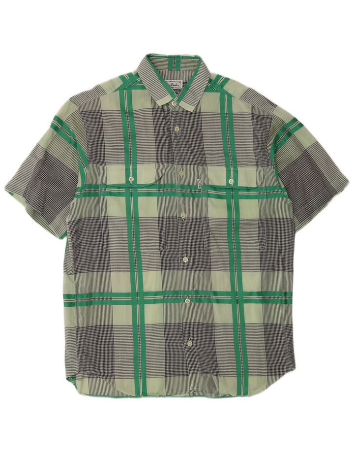Pierre Cardin Mens Short Sleeve Shirt Medium Green Check