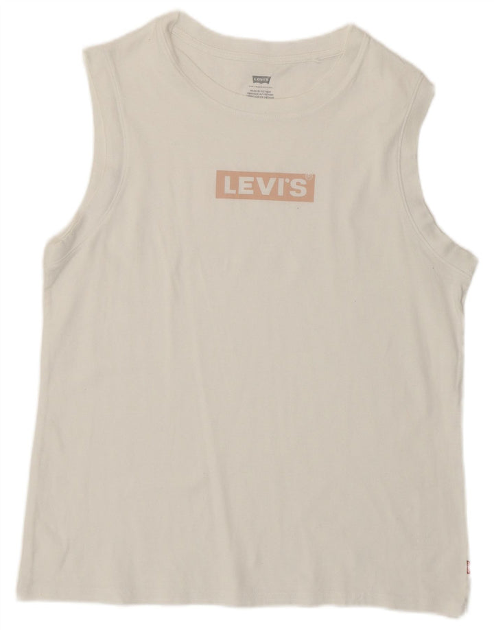 LEVI'S Womens Graphic T-Shirt Top UK 12 Medium White