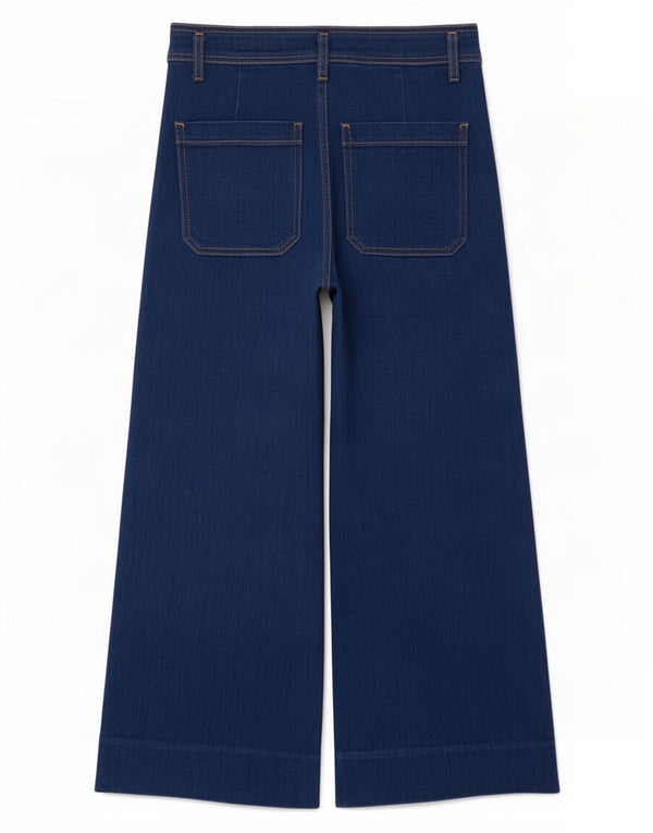 Zara Womens High Waist Wide Leg Jeans EU 38 Small W28 L27 Blue Cotton