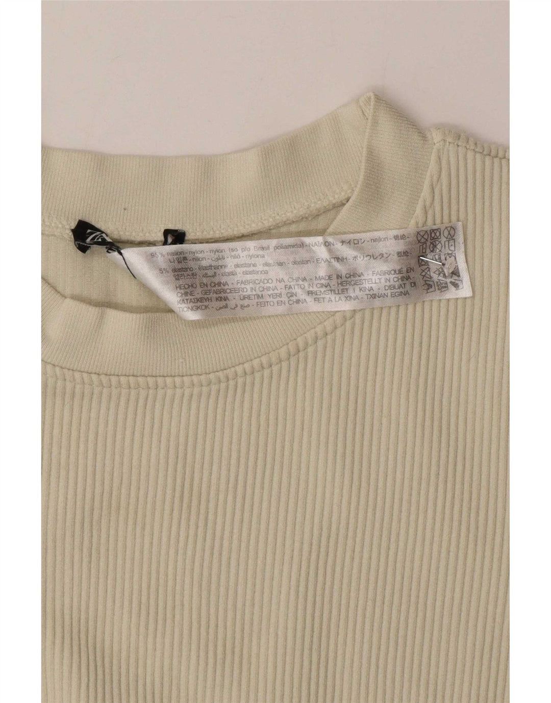 Zara Womens Crop T-Shirt Top UK 12 Medium Off White Nylon