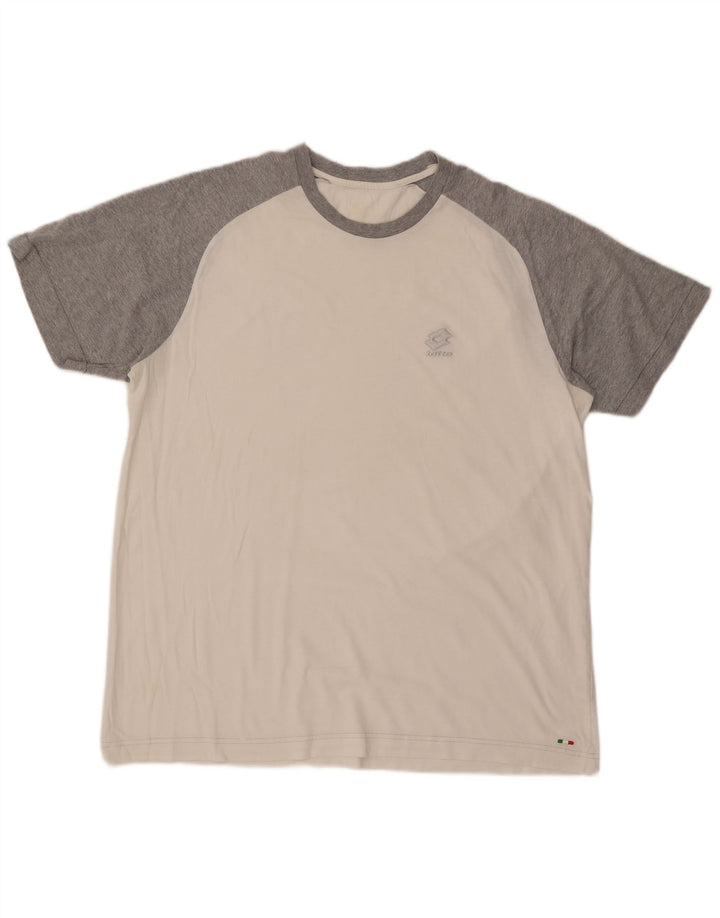 LOTTO Mens T-Shirt Top UK 46/46 3XL White Colourblock Cotton