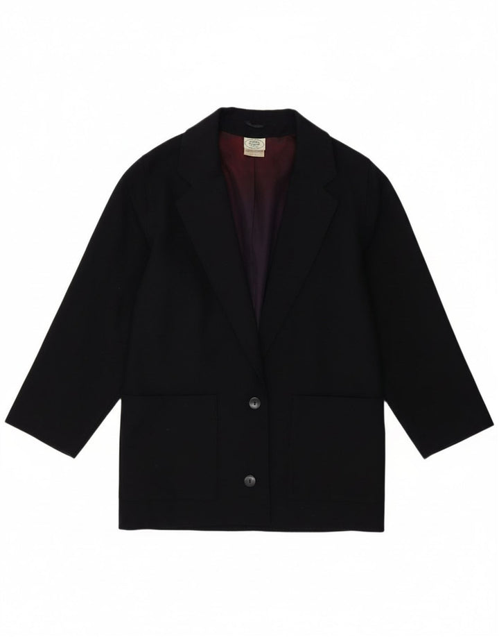 Laura Ashley Womens 2 Button Blazer Jacket UK 10 Small Navy Blue Wool