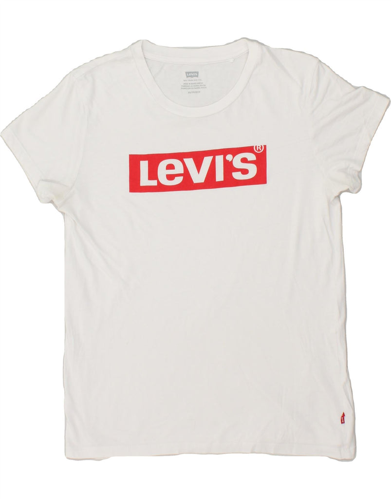 LEVI'S Womens Loose Fit Graphic T-Shirt Top UK 6 XS White Cotton | Vintage Levi's | Thrift | Second-Hand Levi's | Used Clothing | Messina Hembry 