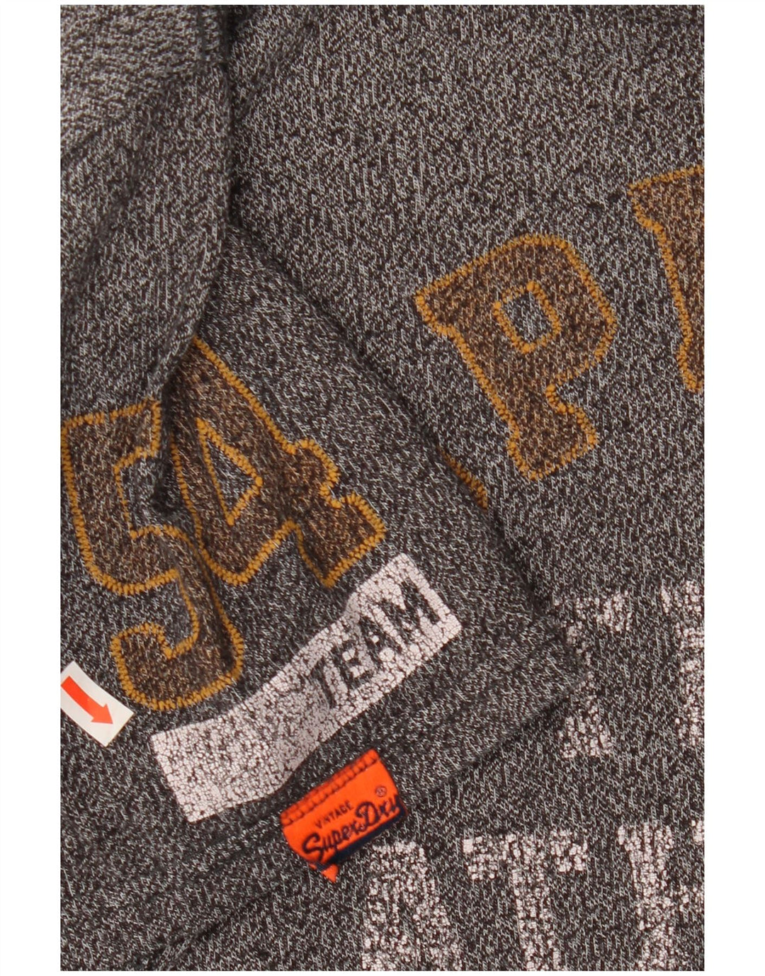 SUPERDRY Mens Graphic T-Shirt Top Large Grey Flecked Cotton