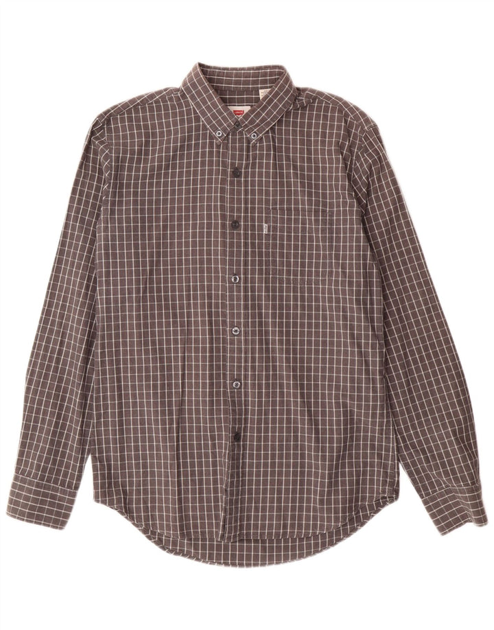 Levi's Mens Shirt Medium Grey Check Cotton