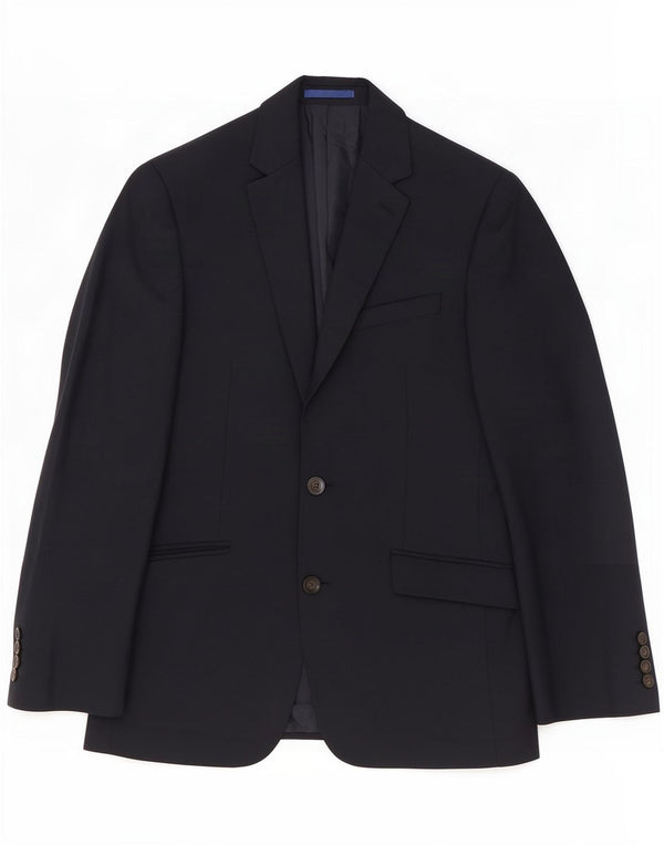 Marks & Spencer Mens 2 Button Blazer Jacket UK 36 Small Black Polyester