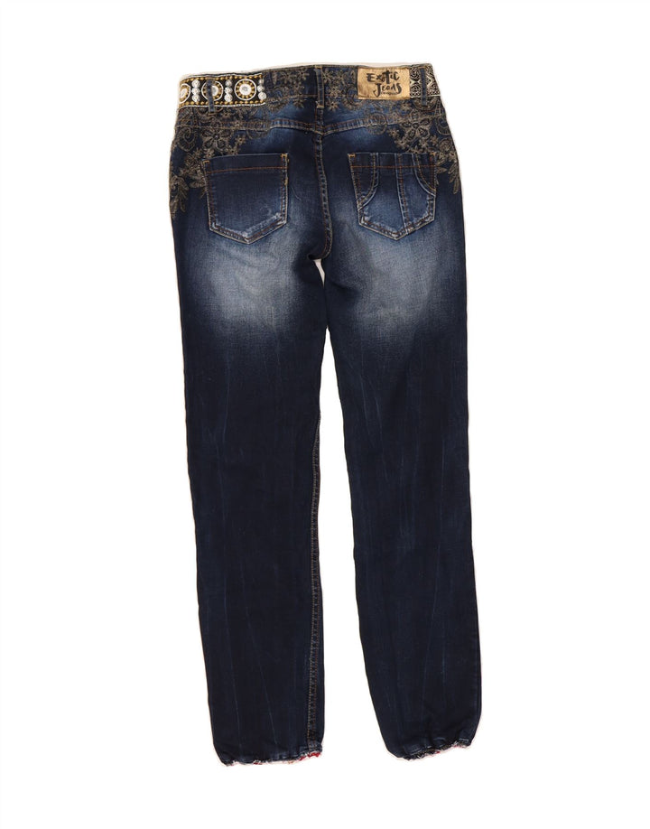 DESIGUAL Womens Slim Jeans W26 L27 Navy Blue Floral Vintage Desigual and Second-Hand Desigual from Messina Hembry 