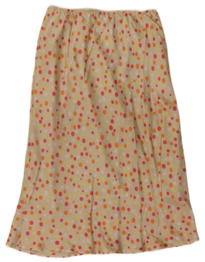 VINTAGE Womens Maxi Skirt W26 Small Beige Polka Dot