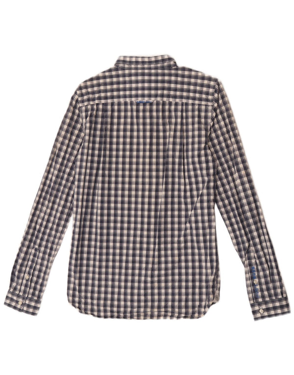 Superdry Mens Shirt Small Navy Blue Check Cotton