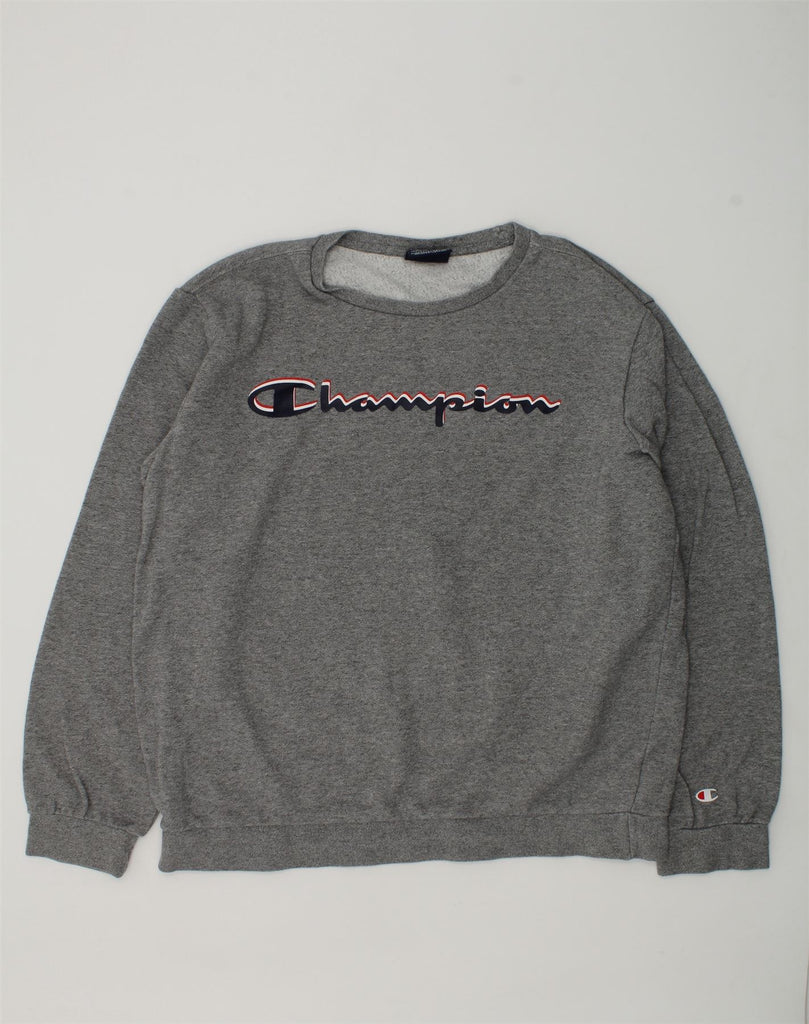 CHAMPION Boys Graphic Sweatshirt Jumper 13-14 Years XL Grey Cotton | Vintage Champion | Thrift | Second-Hand Champion | Used Clothing | Messina Hembry 